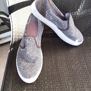 Bugatchi Santorini Gray/Brown Leather Slip on Loafers